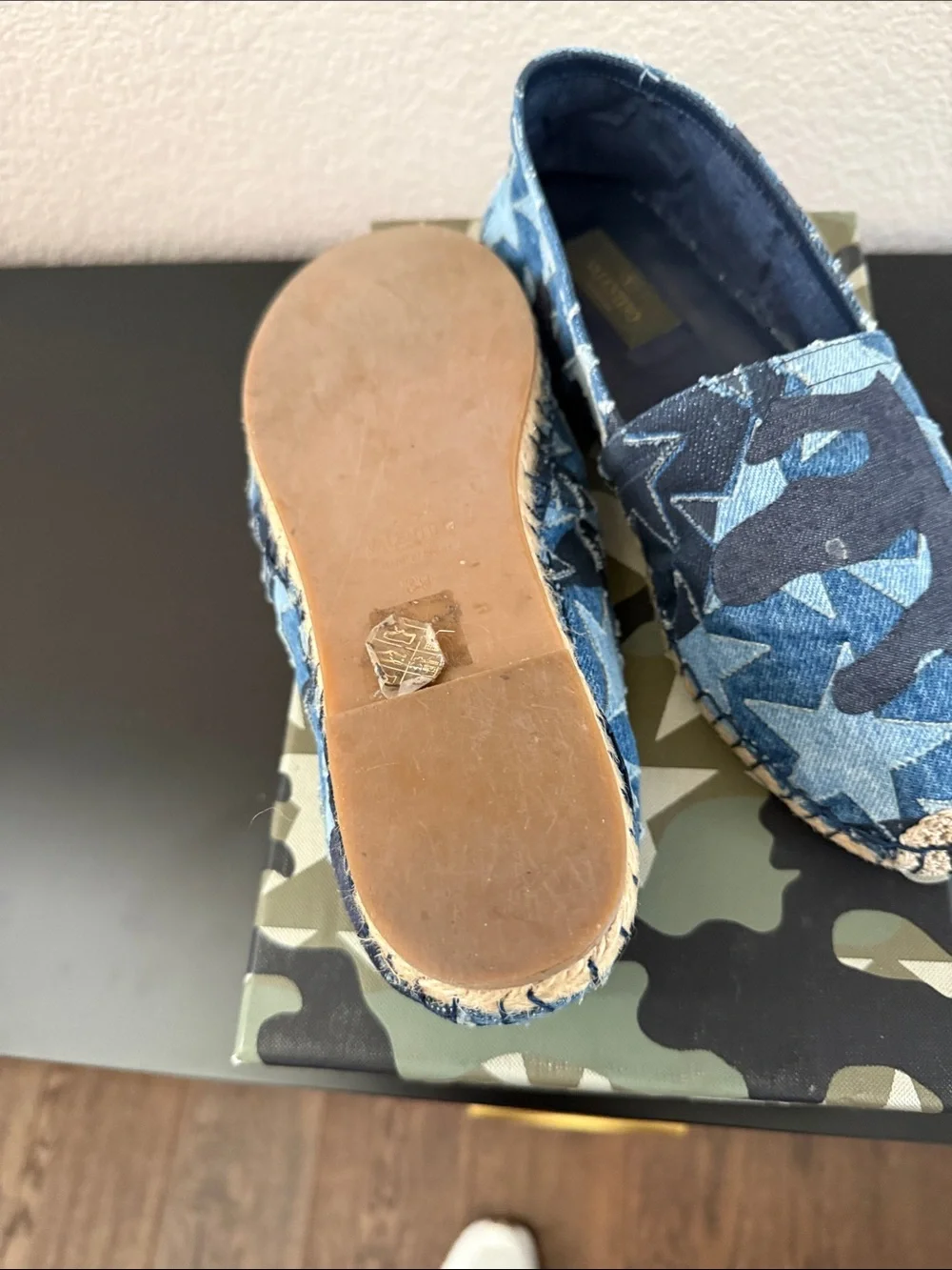 Valentino Garavani Blue Denim Camouflage Espadrilles